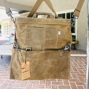 Barebones Gathering Bag Unisex Bag New With Tags Dark Khaki Brown Waxed Canvas
